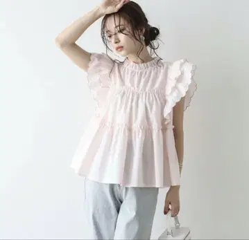 라지엠 프릴 핑크 상의
