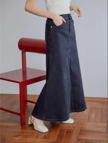 [ Ayla ] mermaid denim maxi skirt