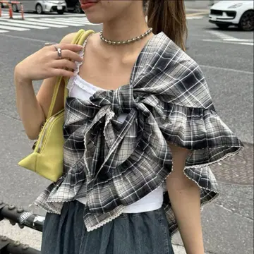 CIAOPANIC 멀티웨이 체크 프릴 빅 스카프