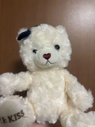 화이트 곰 모양 봉제 인형 리본 포함