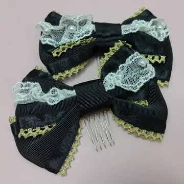 Angelic Pretty Dream 리본 펄 빗 블랙
