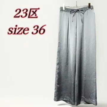 23구 새틴 턱 와이드 팬츠 그레이 36