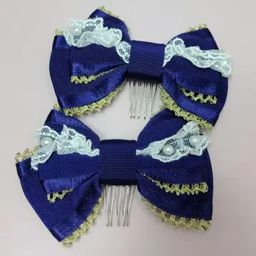 Angelic Pretty Dream 리본 펄 빗 네이비
