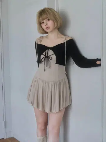 andmary Nei knit set flare dress