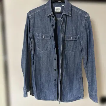 데님 긴팔 셔츠 authentic 프론트 포켓 부착 인디고 블루 새상품급