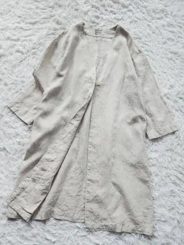무인양품 프렌치 린넨 노카라 코트 아이보리