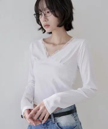 [새상품급] 발레코아 러블리 레이스 티셔츠 화이트