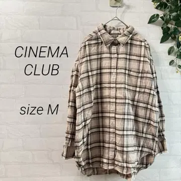 [ CINEMA CLUB ] 코튼 체크 무늬 긴팔 셔츠 (M) 베이지