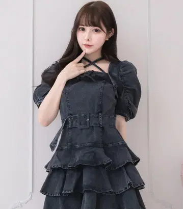 pium 티어드 프릴 미니 원피스
