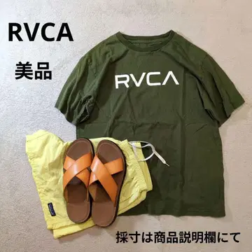 RVCA 루카 프론트 로고 크루넥 T셔츠 카키 올리브 새상품급
