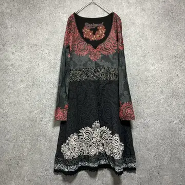 desigual 데시구알 보태니컬 무늬 긴팔 원피스 가을 M