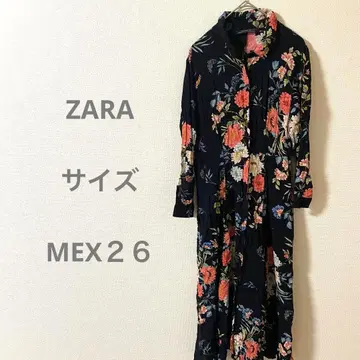 ZARA 자라 네이비 꽃무늬 긴팔 셔츠 원피스