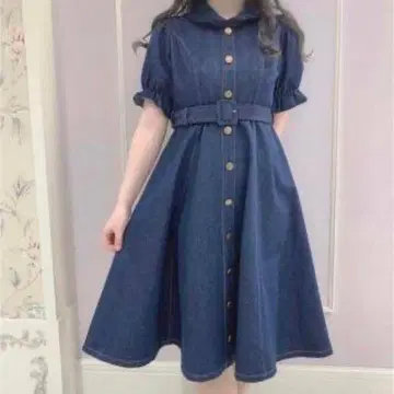 evelyn 데님 플레어 원피스