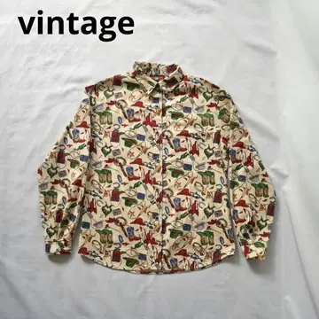 USA제 베이지 웨스턴 코튼 셔츠 긴팔 셔츠 vintage 구제 의류
