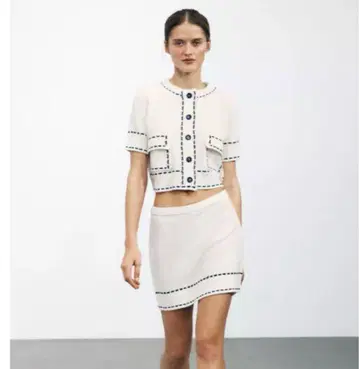 ZARA 화이트 니트 숏 기장 셋업