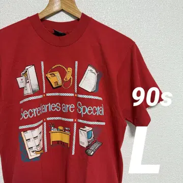 [ L ] 구제 의류 90s 싱글 프린트 T셔츠 레드