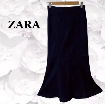 자라 [ ZARA ] 롱 스커트 머메이드 플레어 [ M ] 네이비 데님