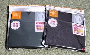 유니클로 극난 히트텍 코튼 U넥T 8부소매 XL 2점
