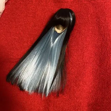 인형용 가발 블랙과 파랑 그라데이션