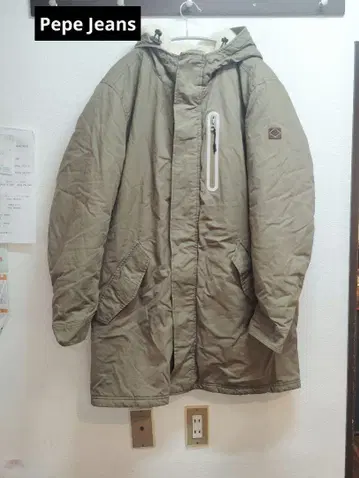 새상품급 Pepe Jeans 올리브색 후드 부착 다운 자켓[FF]