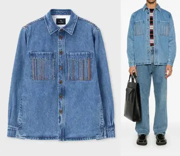25SS/미사용 PS Paul Smith 스티치 데님 셔츠 블루종
