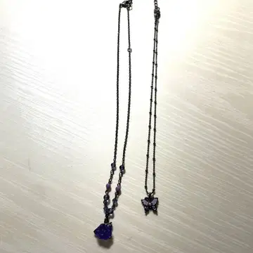 안나수이 ANNA SUI 퍼플 나비 장미 목걸이