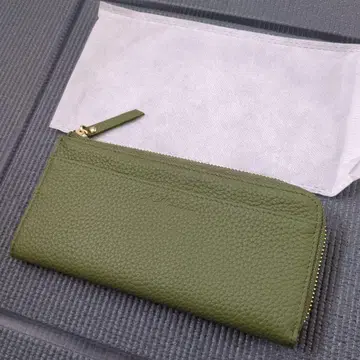 올리브 그린 가죽 장지갑 안티스키밍