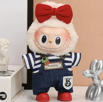 labubu 봉제 인형 의류 빨간색 리본 5종 세트