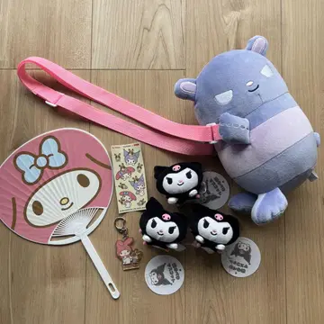 우사미 마이멜로디 쿠로미 부채 마스코트 키링 봉제 인형 씰