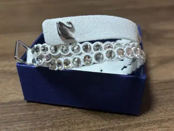 SWAROVSKI 화이트 크리스탈 더블 랩 팔찌 박스 포함