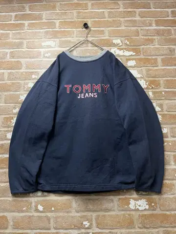 90s 타미힐피거진스 맨투맨 TOMMY JEANS 자수 로고 네이비