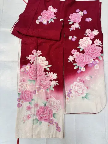 깔끔! 후리소데 고전 빨간색 은 장미 장미 M 사이즈
