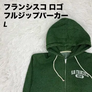 풀 집업 후드티 후드 프란시스코 로고 다크 그린 L 사이즈 남성용