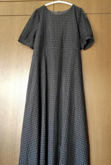 ABITOKYO 백리본 퍼프 슬리브 전체 레이스 롱 원피스 프리 사이즈