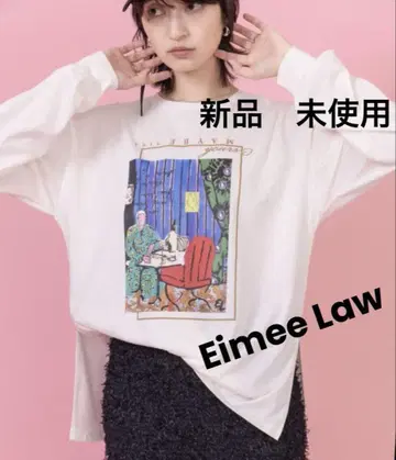 새상품 택 포함 Eimee Law 아트 프린트 시어 슬라브 롱 T 릴비에