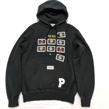 PINK HOUSE 후드티 와펜 로고 후드 부착 블랙