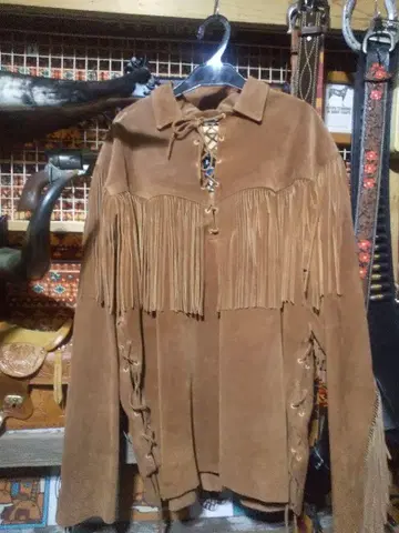 웨스턴 프린지 자켓 가죽 셔츠 피그스킨 카우보이, 아메카지