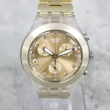 작동품 Swatch IRONY 핑크 골드 크로노그래프 경량 알루미늄