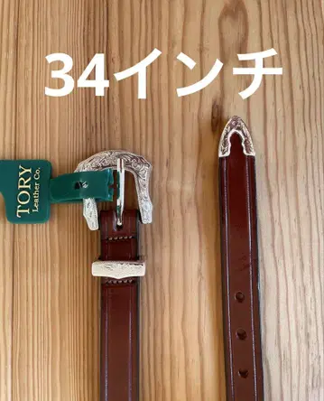 새상품 34인치 TORY leather western belt 오크
