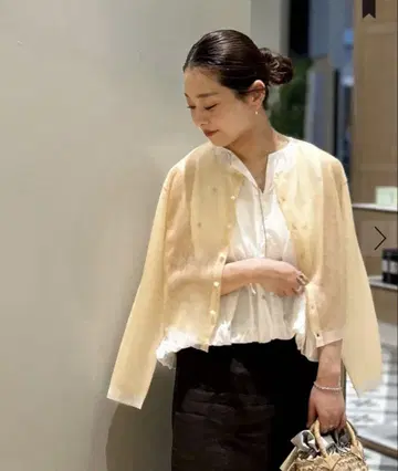 MACPHEE 시어 레이어 크루넥 가디건