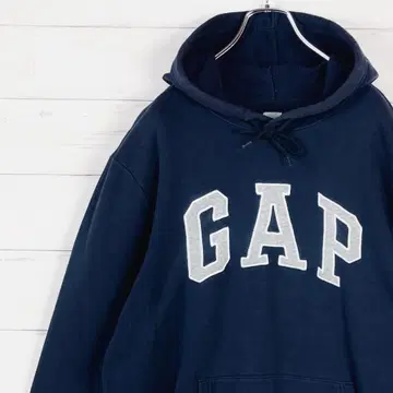 GAP 갭 풀오버 후드티 화이트 택 빅 로고 네이비 L