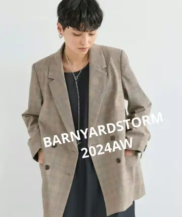 BARNYARDSTORM 더블 테일러드 자켓 (베이지 체크)