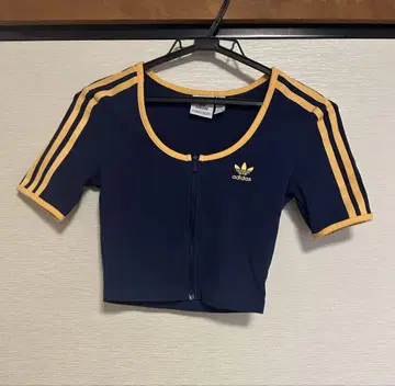 adidas original 리브 반팔 풀 집업 탑