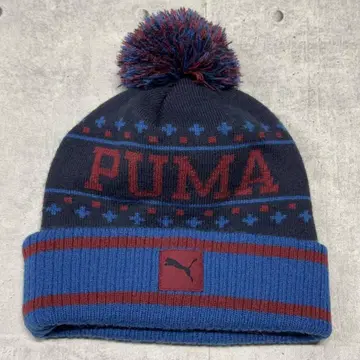 새상품급 PUMA 폼폼 포함 리브 니트 모자 빅 로고 노르딕 푸마