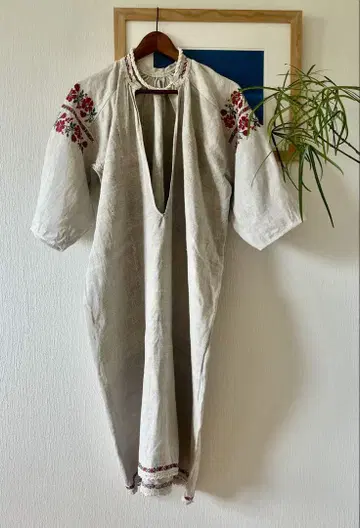vintage 우크라이나 자수 linen 원피스