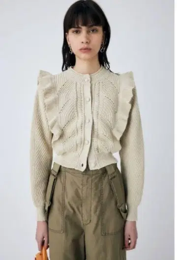 MOUSSY 마우지 FRILL CABLE CARDIGAN 가디건