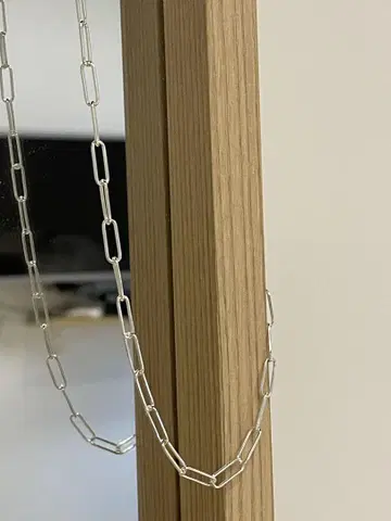 페이퍼 클립 실버 목걸이 45cm