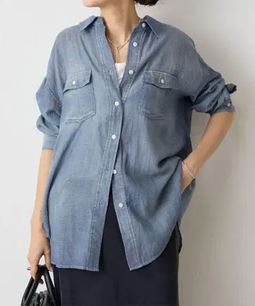 새상품 쉬폰 데님 셔츠