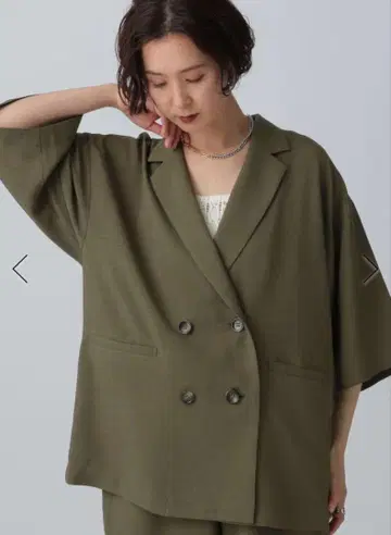 [ 린넨 라이크 드라이 시리즈 ] 루즈 W 5분 소매 자켓 모카키