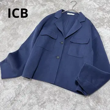 새상품급 ICB 울 리버 숏 블루종 네이비 사이즈 2 캐시미어 혼방